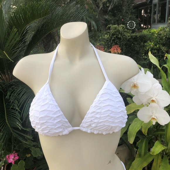 1 Sol Other - Women’s White Hand Tucked Triangle Bikini Top